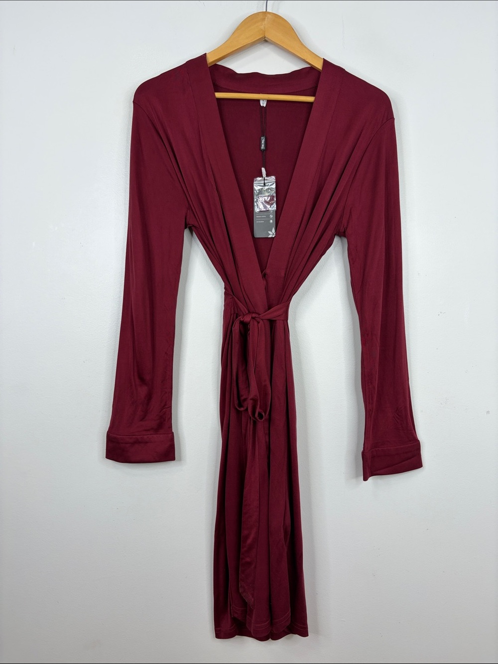New LilySilk Robe Womens 8 10 Medium Wine Red Silk Dressing Gown Loungewear